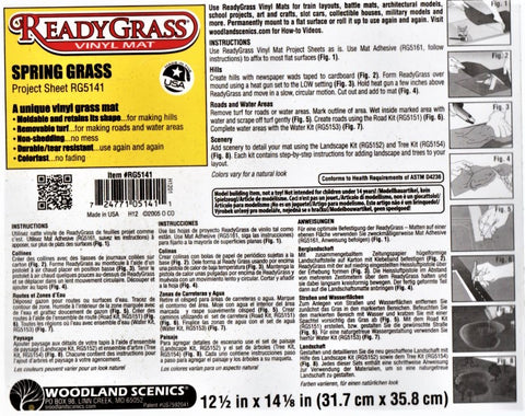 Woodland Scenics RG5142 ReadyGrass Green Grass 12.5 X 14.5 Project Sheet/Mat