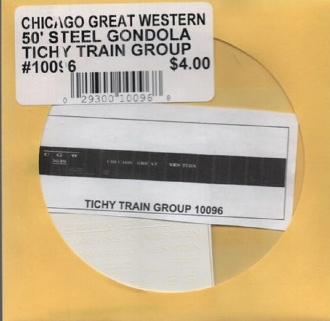 HO Scale Tichy Train Group 10096 Chicago Great Westers 50' Steel Gondola Decal Set
