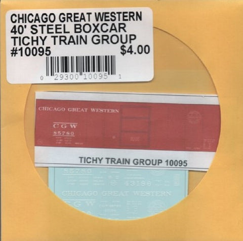 HO Scale Tichy Train Group 10100 Chicago Great Western 40' Steel Boxcar Decal Set
