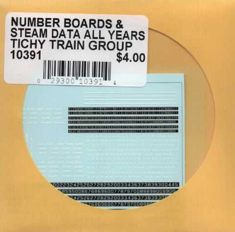 HO Scale Tichy Train Group 10391 Steam Locomotive Numberboards & White Data Decal Set