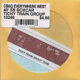 HO Scale Tichy Train Group 10246 Chicago, Burlington & Quincy 40' Single-Sheathed Boxcar Decal Set