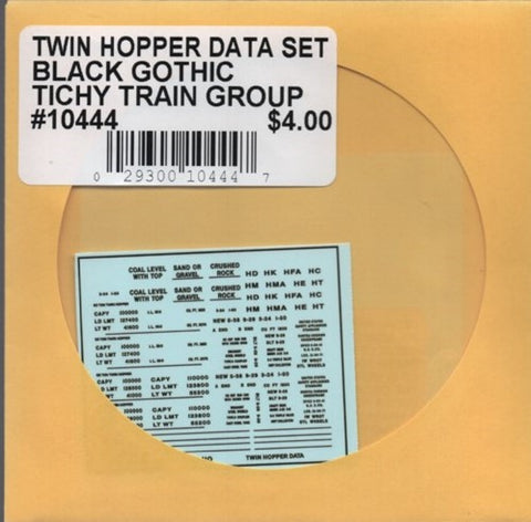HO Scale Tichy Train Group 10444 Black Gothic 2-Bay Twin Hopper Data Decal Set