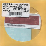 HO Scale Tichy Train Group 10021 Milwaukee Road Ribbed-Side Boxcar w/Hiawathas Slogan Decal Set