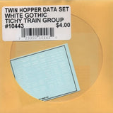 HO Scale Tichy Train Group 10443 White Gothic 2-Bay Twin Hopper Data Decal Set