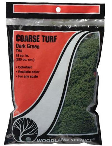 Woodland Scenics T65 Coarse Dark Green Turf 21.6 cu in (353 cu cm) Bag