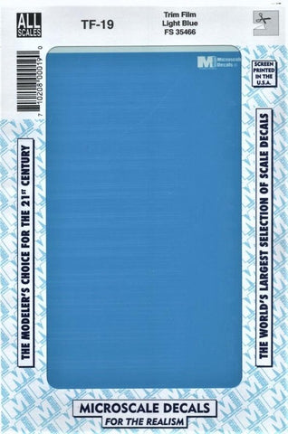 All Scale Microscale TF-19 Light Blue Trim Film Solid Color Decal Sheet