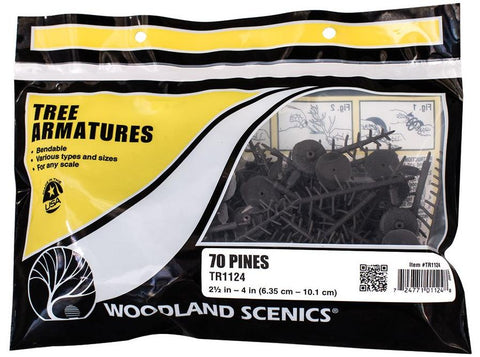 Woodland Scenics TR1124  2 1/2 in to 4 in Pine Tree Armatures (70) pkg