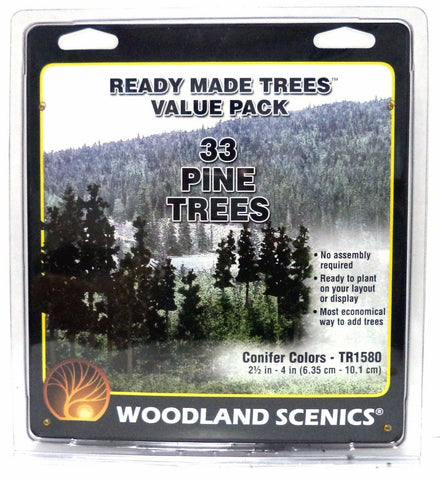 Woodland Scenics TR1580 Ready Made Pine Trees 2 1/2 "- 4" Value Pack (33) pcs