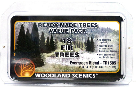 Woodland Scenics TR1585 Ready Made Evergreen Fir Trees 2"-4" Value Pack (18) pcs