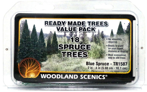 Woodland Scenics TR1587 Ready Made Blue Spruce Trees 2"- 4" Value Pack (18) pcs