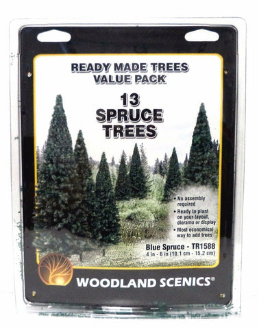 Woodland Scenics TR1588 Ready Made Blue Spruce Trees 4 "- 6" Value Pack (13) pcs