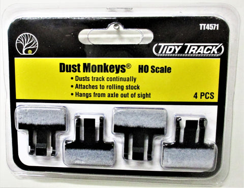HO Scale Woodland Scenics TT4571 Dust Monkeys Axle-Mounted Track Cleaner Pads (8) pkg
