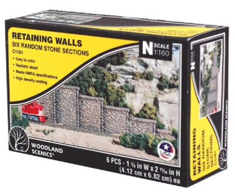 N Scale Woodland Scenics C1161 Random Stone Retaining Wall (6) pcs