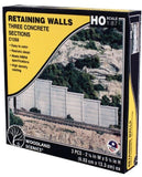 HO Scale Woodland Scenics C1258 Concrete Retaining Wall (3) pcs