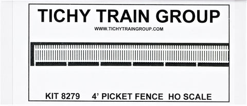 HO Scale Tichy Train Group 8279 Picket Fence 4' Scale Tall (20) pcs