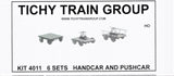 HO Scale Tichy Train Group 4011 Maintenance-of-Way MOW Handcar (6) & Trailer (6) Kit