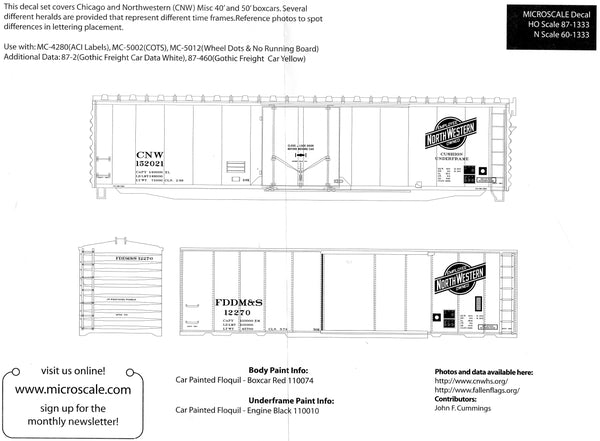 Microscale HO Scale Decal Set #87-1316 – Norfolk & Western 40' & 50' Boxcars