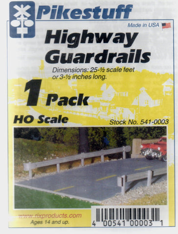 HO Scale Pikestuff 541-0003 Highway Guardrail 1 Pack 3-1/2"