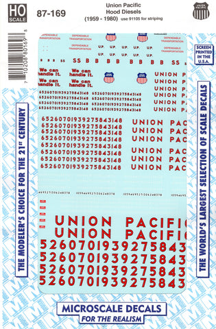 HO Scale Microscale 87-169 Union Pacific UP Diesel w/Large Lettering Decal Set