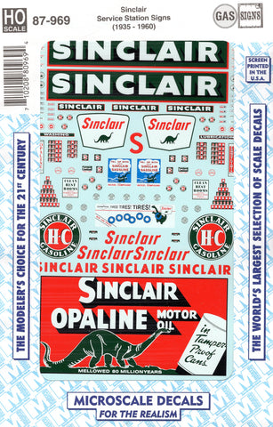 HO Scale Microscale 87-969 Sinclair Gas Station Sign Decal Set