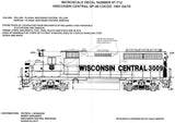 HO Scale Microscale 87-712 Wisconsin Central WC New Gold GP40 Diesels Decal Set