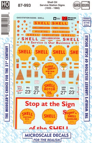 HO Scale Microscale 87-993 Shell Oil Company Gas Station Sign Decal Set