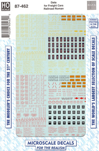 HO Scale Microscale 87-462 Red & Yellow Railroad Roman Freight Car Data Decal