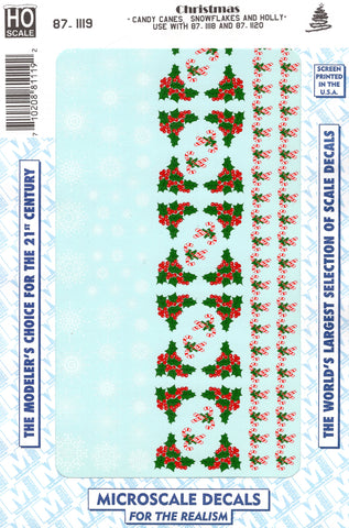 HO Scale Microscale 87-1119 Christmas Train Graphics Holly & Snowflake Decal Set