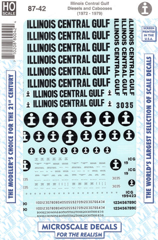 HO Scale Microscale 87-42 Illinois Central Gulf ICG Orange Diesels Decal Set