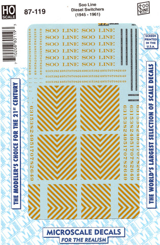 HO Scale Microscale 87-119 Soo Line Dulux Gold Diesel Switchers Decal Set