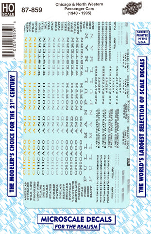 HO Scale Microscale 87-859 Chicago & North Western CNW Passenger Car Decal Set