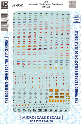 HO Scale Microscale 87-852 Domestic Trailer & Container Data Decal Set