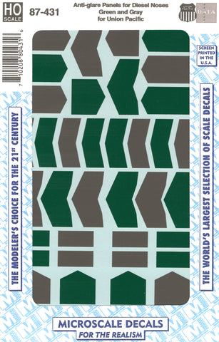 HO Scale Microscale 87-431 Diesel Green & Gray Anti-Glare Nose Panels Decal Set
