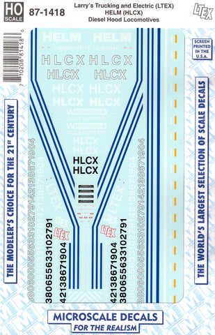 HO Scale Microscale 87-1418 Larry's Truck LTEX HELM HLCX Leased Loco Decal Set