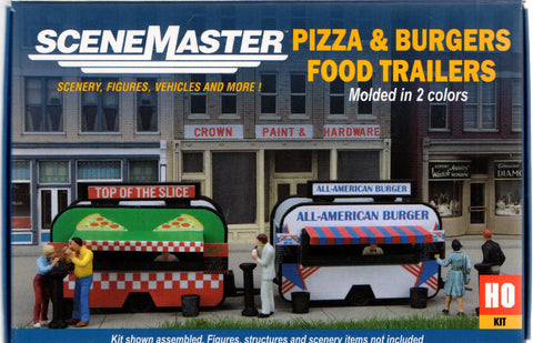 HO Scale Walthers SceneMaster 949-2903 Pizza & Hamburger Food Trailers
