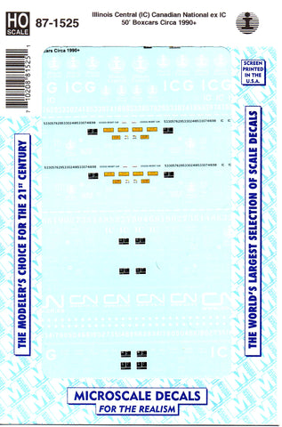 HO Scale Microscale 87-1525 CN Canadian National ex IC 50' Boxcars Decal Set