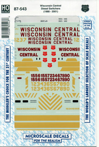 HO Scale Microscale 87-543 WC Wisconsin Central SW1500 Diesel Switcher Decal Set