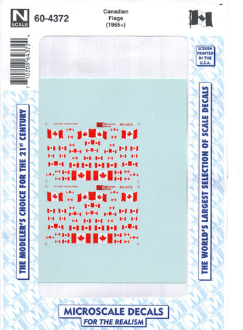 N Scale Microscale 60-4372 Canadian Flags (1965+) Decal Set