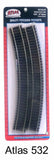HO Scale Atlas 532 Code 83 18" Radius Curve (6) pcs