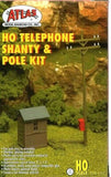 HO Scale Atlas 705 Telephone Shanty & Pole Building Kit