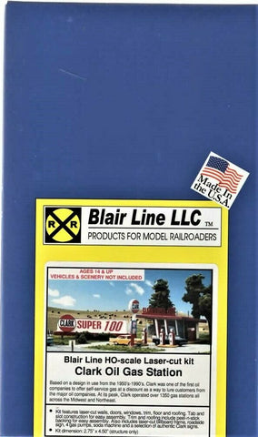 HO Scale Blair Line 187 Clark Oil Gas Station Building Kit