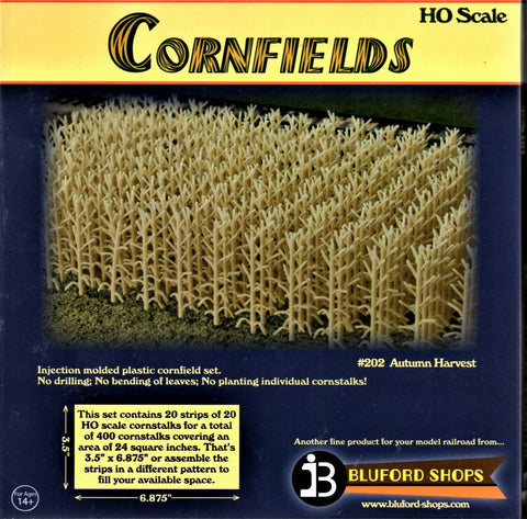 HO Scale Bluford Shops #202 Autumn Harvest Corn 400 Stalks Cornfield Kit