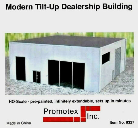 HO Scale Herpa Models/Promotex 6327 Gray Modern Tilt-Up Dealership Building Kit