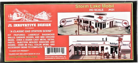 HO Scale JL Innovative Design 431 Storm Lake Mobil Gas Station Building Kit