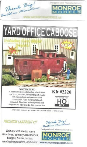 HO Scale Monroe Models 2220 Yard Office Caboose Laser-Cut Wood Kit