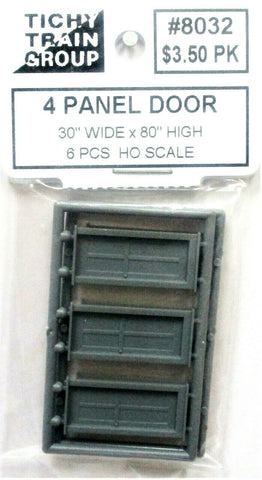 HO Scale Tichy Train Group 8032 4-Panel Doors pkg (6)