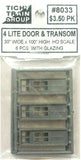 HO Scale Tichy Train Group 8033 4-Lite w/Transom Doors pkg (6)