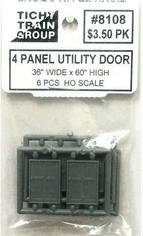 HO Scale Tichy Train Group 8108 4-Panel Utility Doors pkg (6)