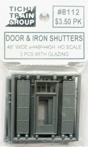 HO Scale Tichy Train Group 8112 Masonry 1 Lite Door w/3 Lite Transom & Shutters