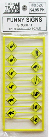 HO Scale Tichy Train Group 8320 Funny Warning Signs Group #1 pkg (12)